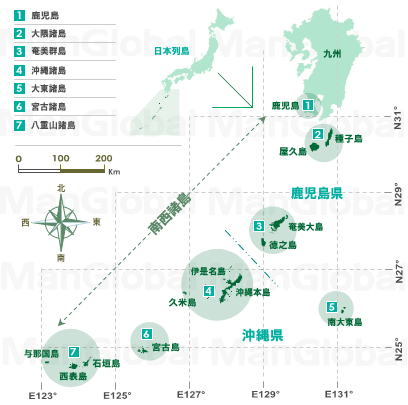 日本全体のマングローブ分布図