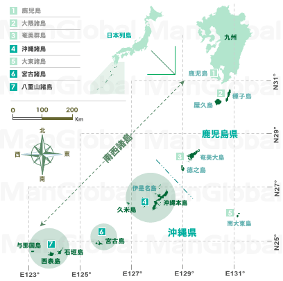 日本全国のオヒルギ分布図